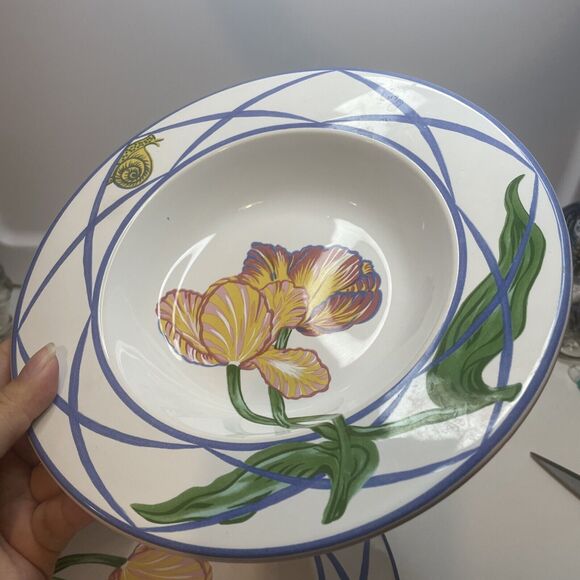 2 Lynn Chase 1995 Jardin Des Tulipes Soup Bowl, Made in France 8 3/4" W 1 1/2" H - Picture 7 of 13